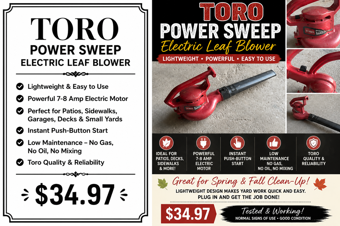 Toro Power Sweep Electric Leaf Blower