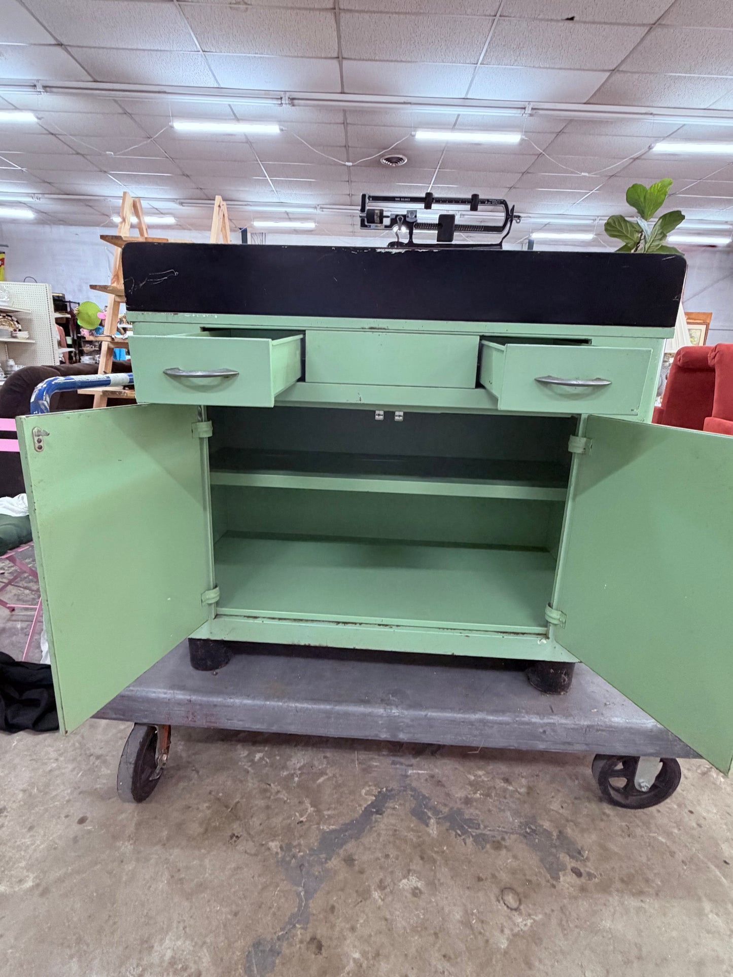 Vintage 1930s W.D. Allison Pediatric Examination Cabinet with Infant Scale
