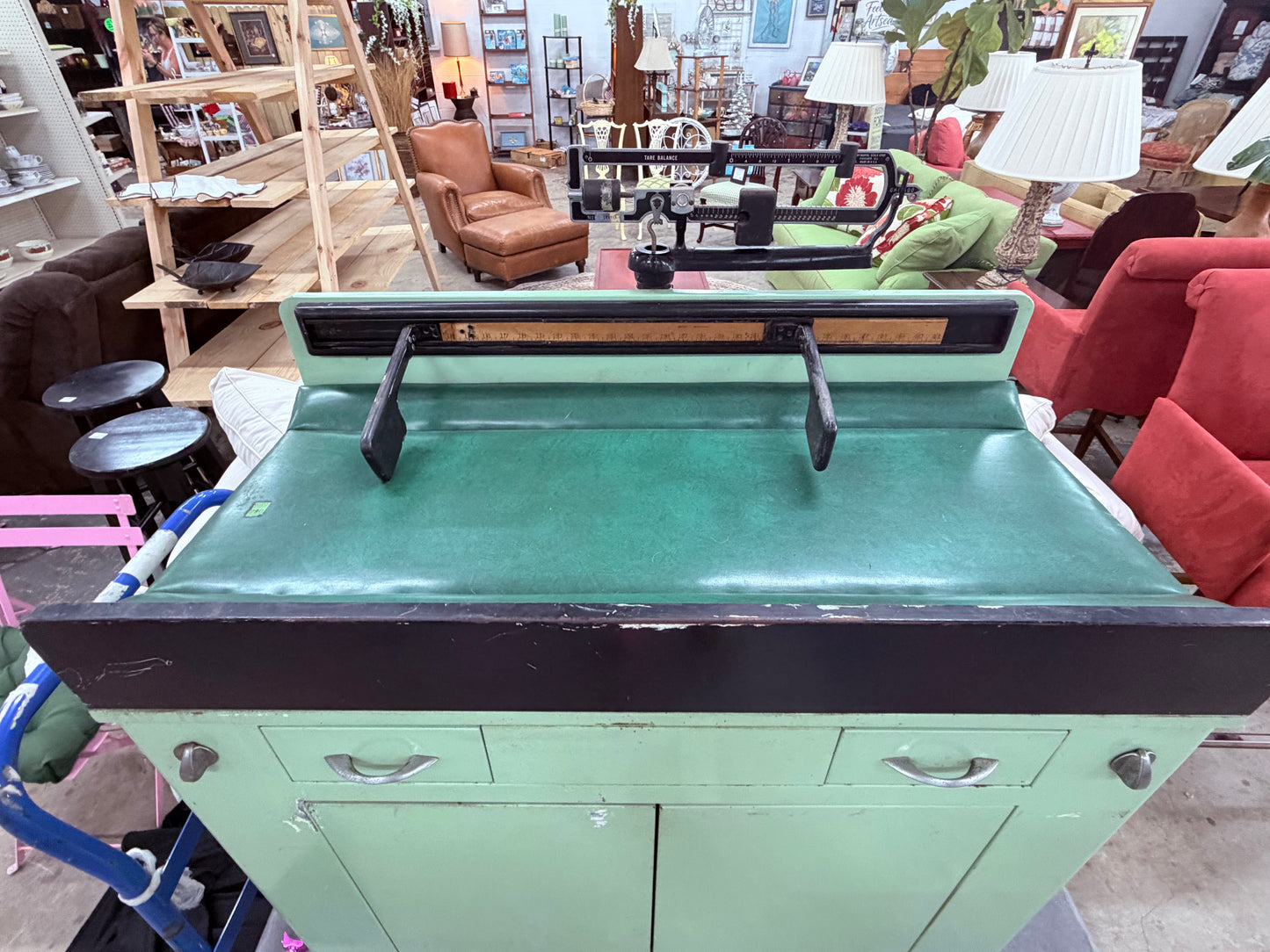 Vintage 1930s W.D. Allison Pediatric Examination Cabinet with Infant Scale