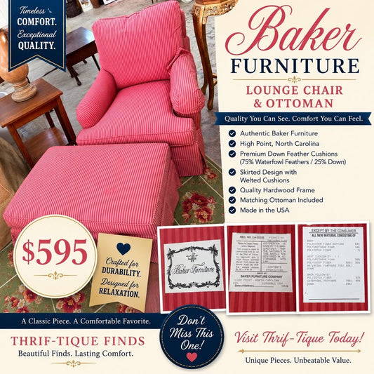 Baker Furniture Lounge Chair & Ottoman – Premium Quality