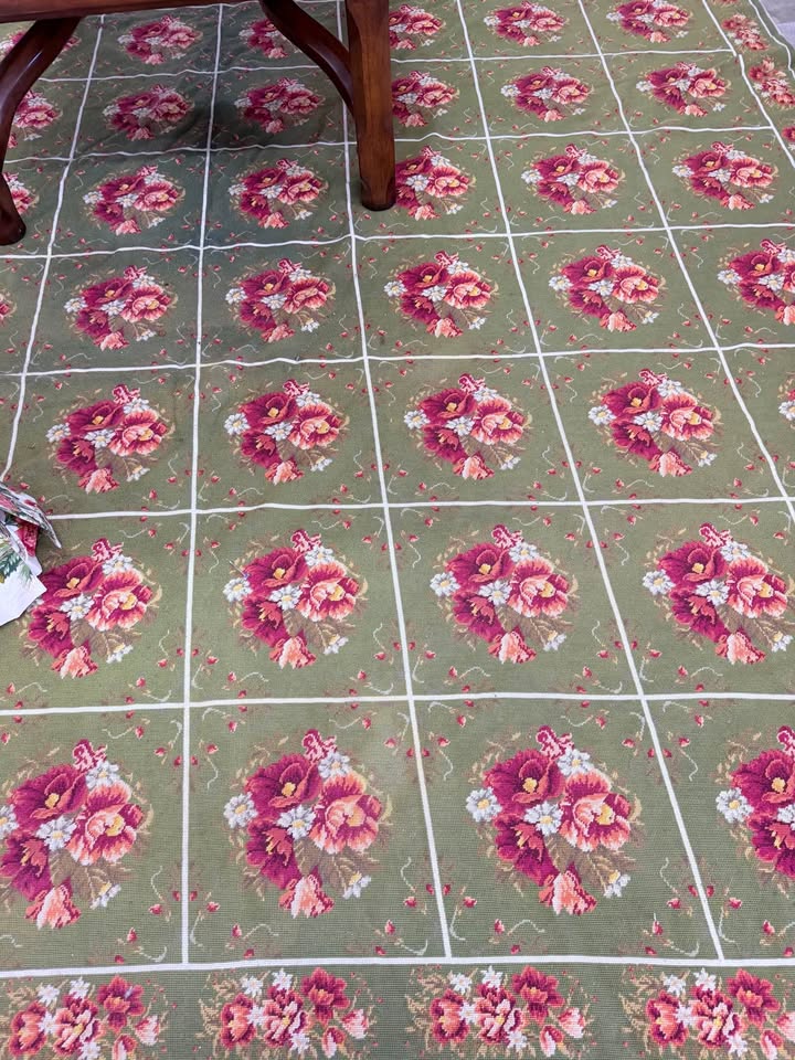 Vintage Hand-Stitched Needlepoint Area Rug 10’ x 14’ – Estate Quality
